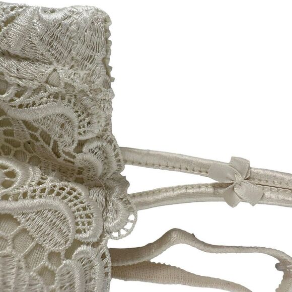Victorias Secret Bra Vintage 90s Lace Balconette Size 34D Ivory White Underwired - Picture 7 of 11